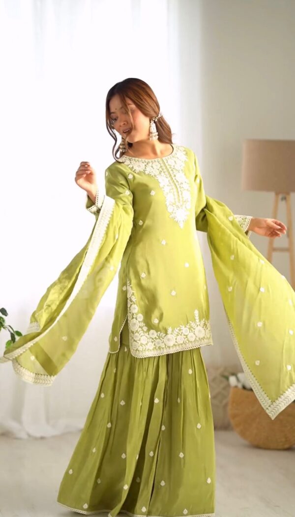 THE LIBAS COLLECTION SRK-5185 TOP DUPATTA PLAZZO WITH HEAVY EMBROIDERY SUITS