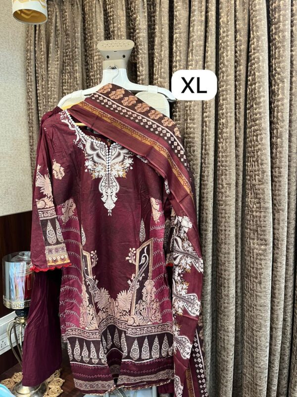 THE LIBAS PRINTED MAROON COTTON STITCHED PAKISTANI KURTI ONLINE