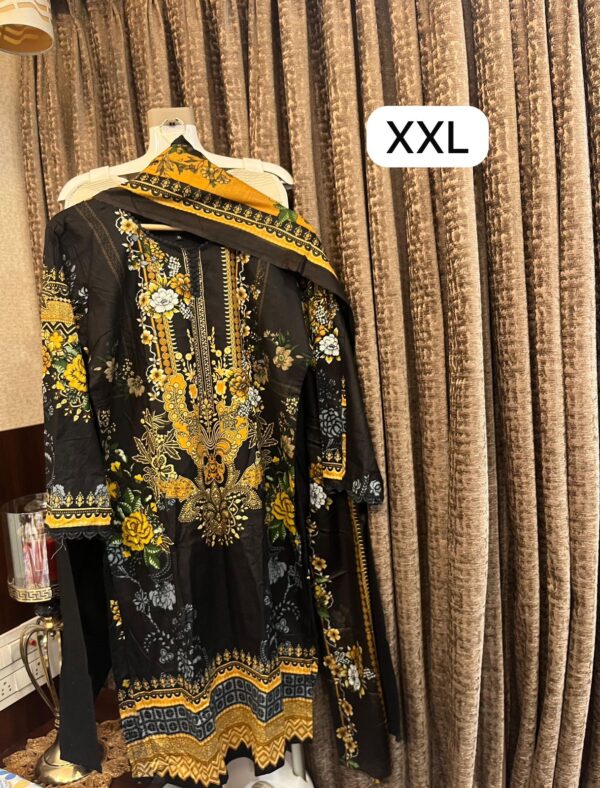 THE LIBAS PRINTED BLACK COTTON STITCHED PAKISTANI KURTI WITH PRICE