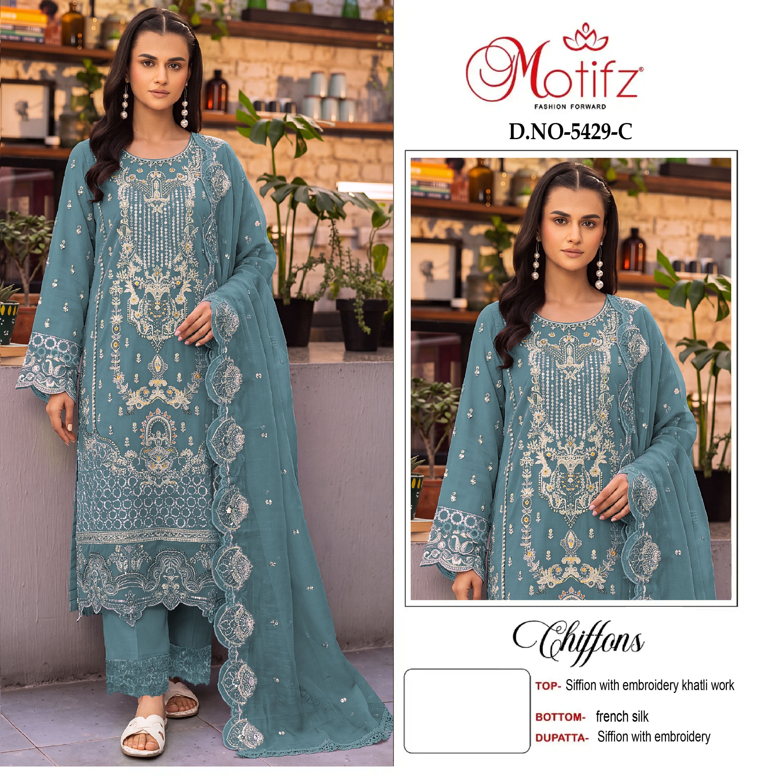 MOTIFZ FASHION 5429 A TO 5429 D CHIFFONS PAKISTANI SUITS WHOLESALER - Image 3