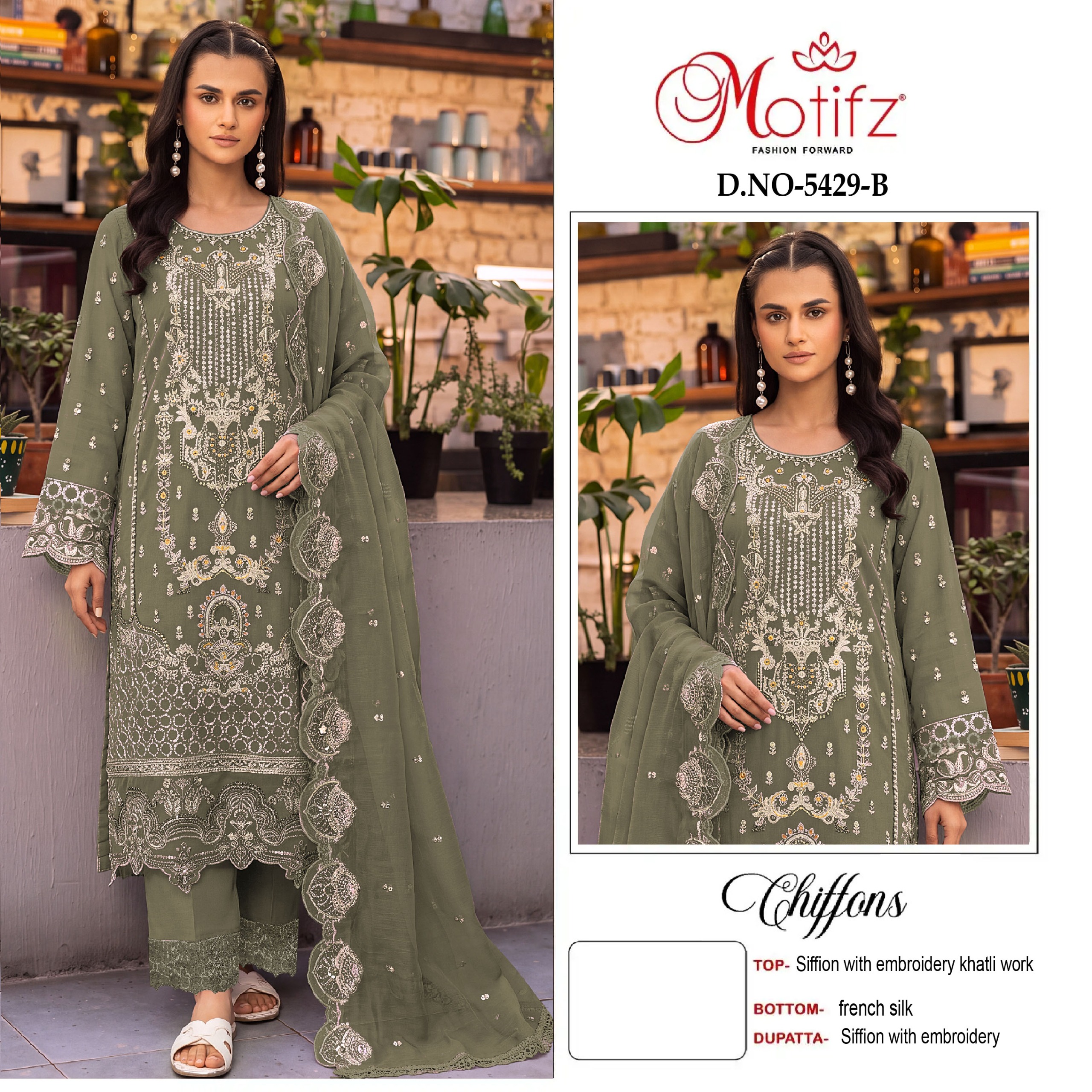 MOTIFZ FASHION 5429 A TO 5429 D CHIFFONS PAKISTANI SUITS WHOLESALER - Image 2