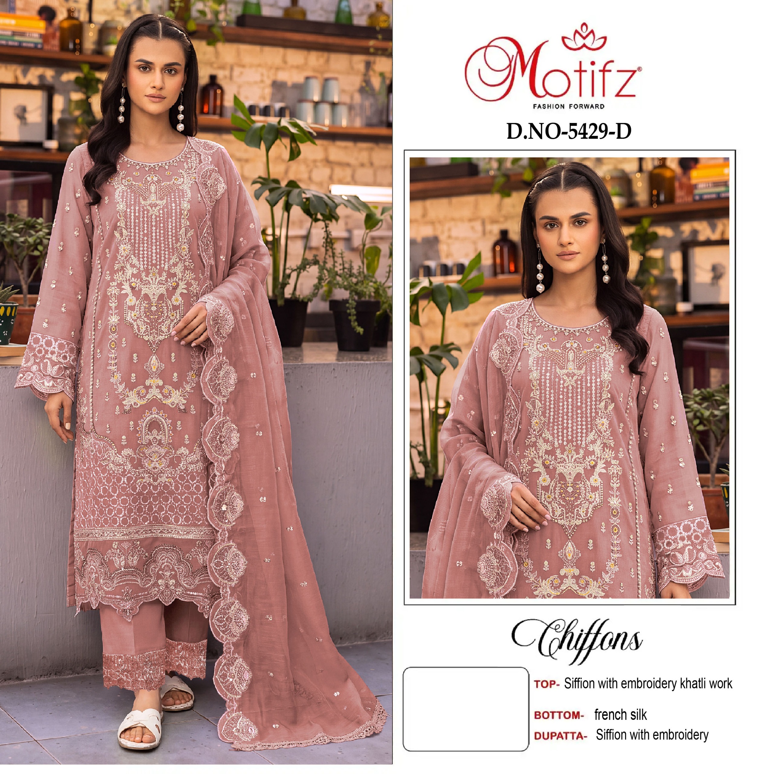 MOTIFZ FASHION 5429 A TO 5429 D CHIFFONS PAKISTANI SUITS WHOLESALER - Image 4