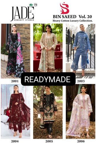 JADE BIN SAEED VOL 20 PAKISTANI READYMADE KARACHI SUITS AT WHOLESALE PRICE