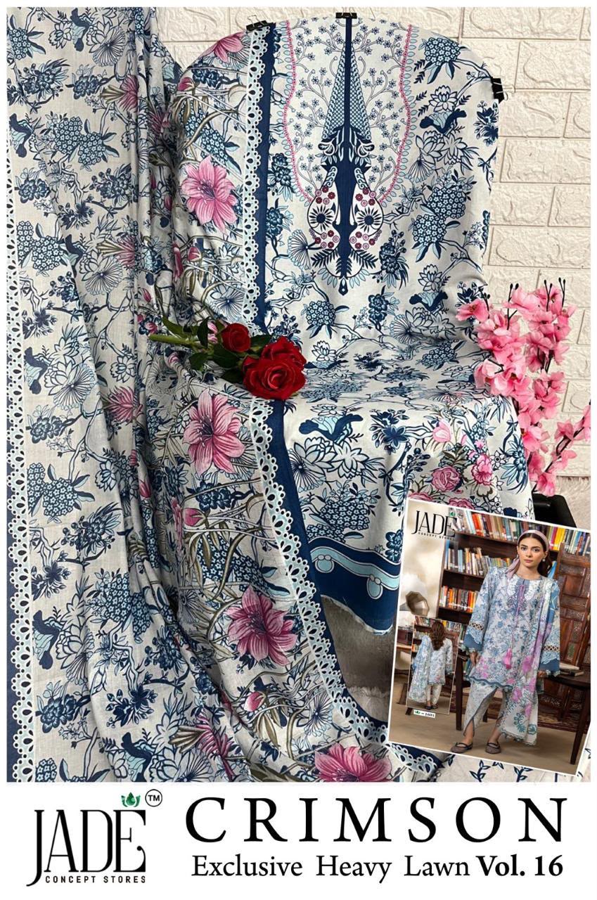 JADE CRIMSON VOL 16 PAKISTANI READYMADE LAWN SUITS WHOLESALE - Image 3