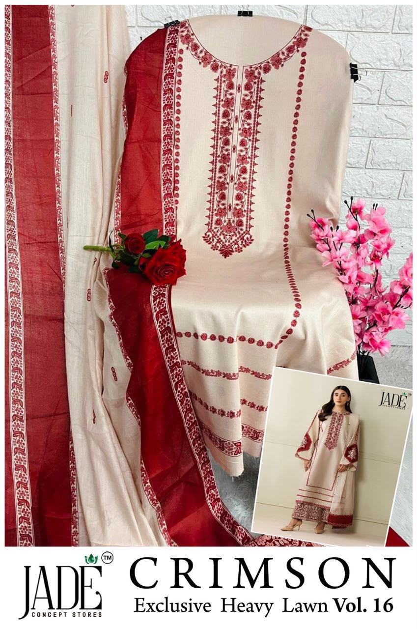 JADE CRIMSON VOL 16 PAKISTANI READYMADE LAWN SUITS WHOLESALE - Image 5