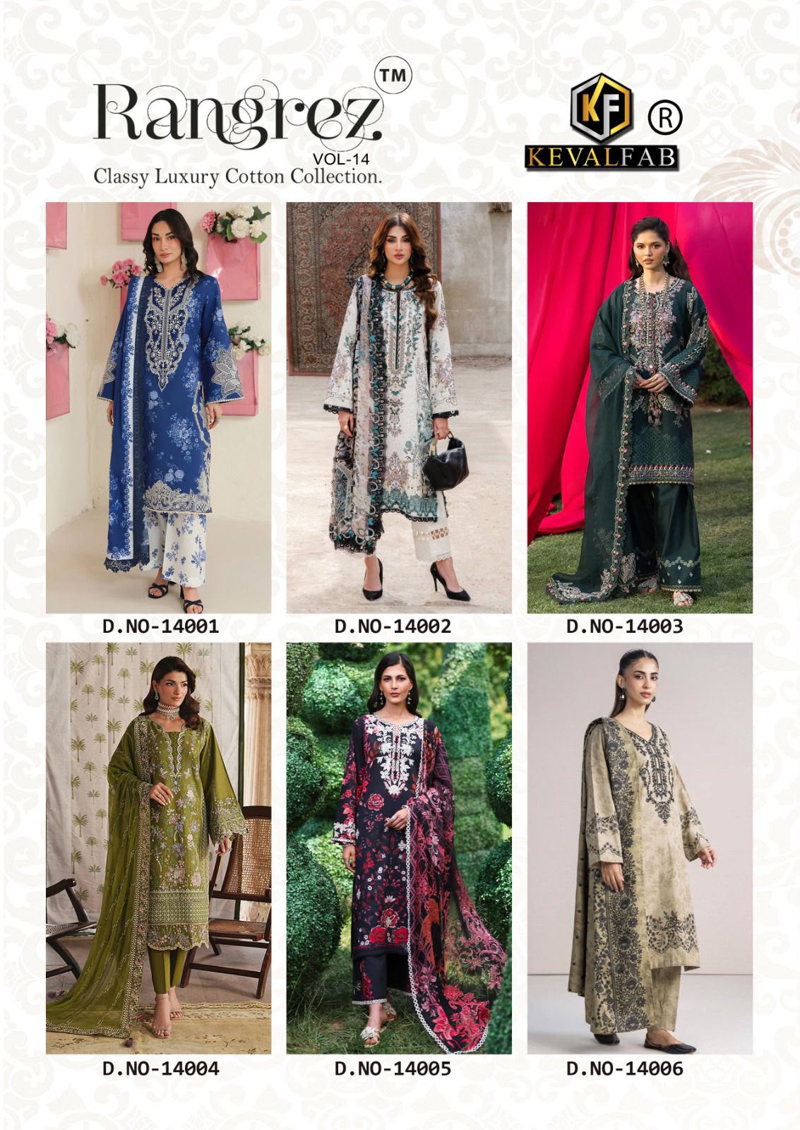 KEVAL FAB RANGREZ VOL 14 PAKISTANI READYMADE SUITS FOR WOMEN COLLECTION