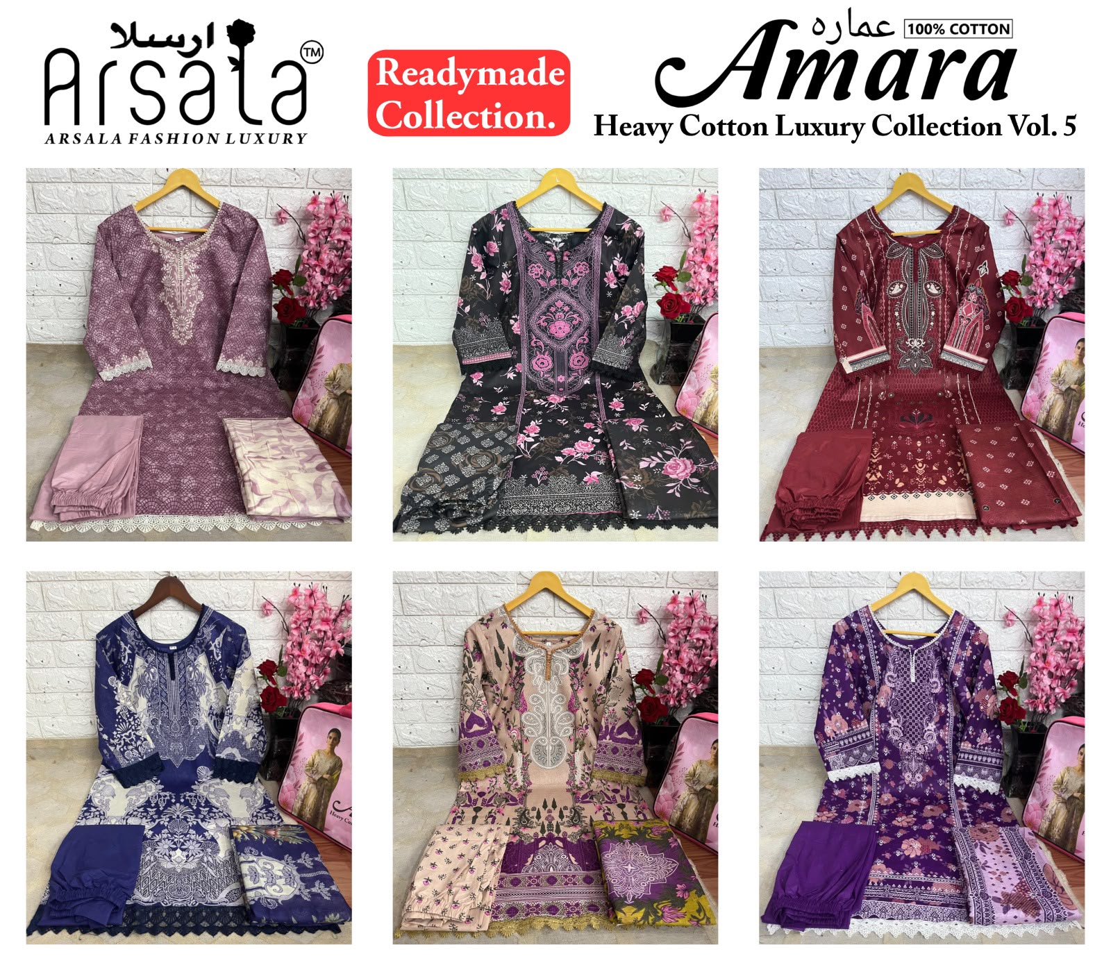ARSALA AMARA VOL 5 DESIGNER PAKISTANI SUITS ONLINE WHOLESALE
