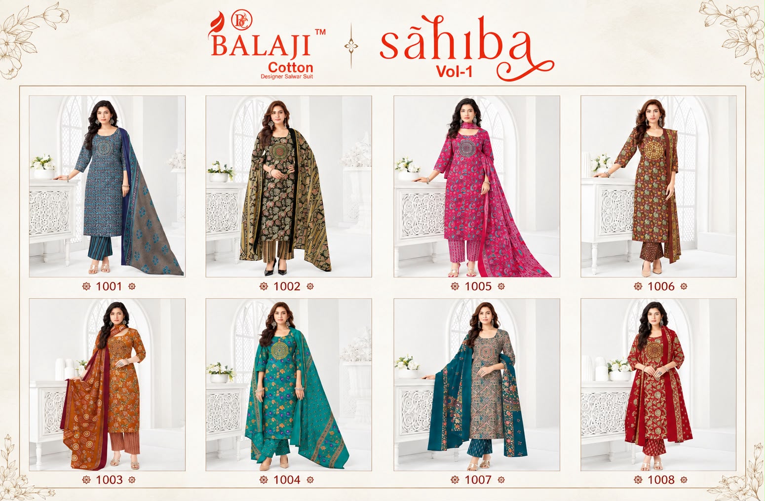 BALAJI SAHIBA VOL 1 DESIGNER PAKISTANI SUITS ONLINE WHOLESALE
