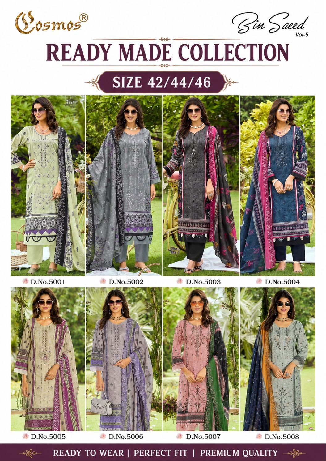 COSMOS BIN SAEED VOL 5 PAKISTANI SUITS ONLINE WHOLESALE INDIA (#32183)