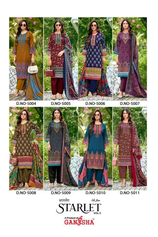 GANESHA STARLET VOL 5 DESIGNER PAKISTANI SUITS ONLINE WHOLESALE