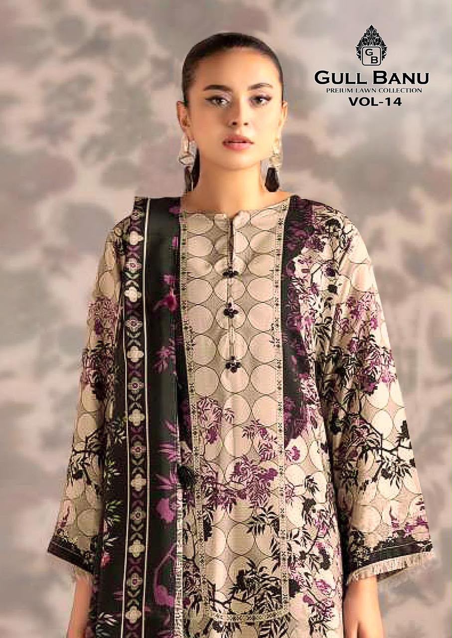 GULL BANU VOL 14 DESIGNER PAKISTANI SUITS ONLINE SUPPLIER (#32277)
