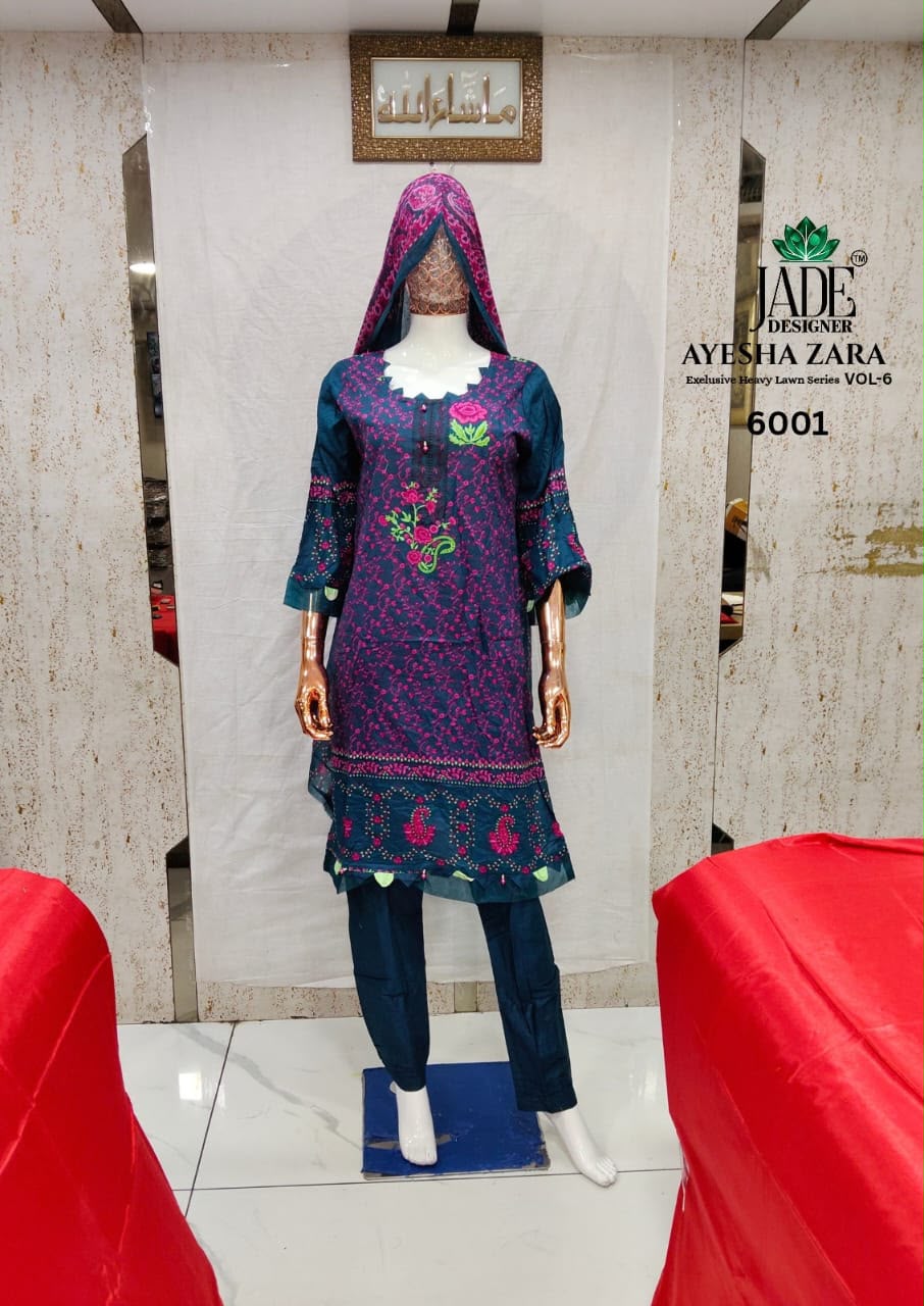 JADE AYESHA ZARA VOL 6 DESIGNER PAKISTANI SUITS ONLINE COLLECTION - Image 2