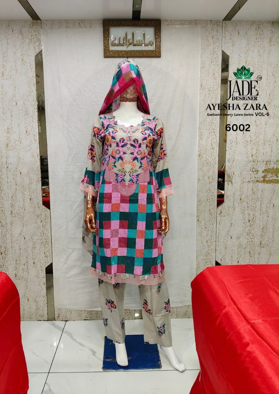 JADE AYESHA ZARA VOL 6 DESIGNER PAKISTANI SUITS ONLINE COLLECTION - Image 6