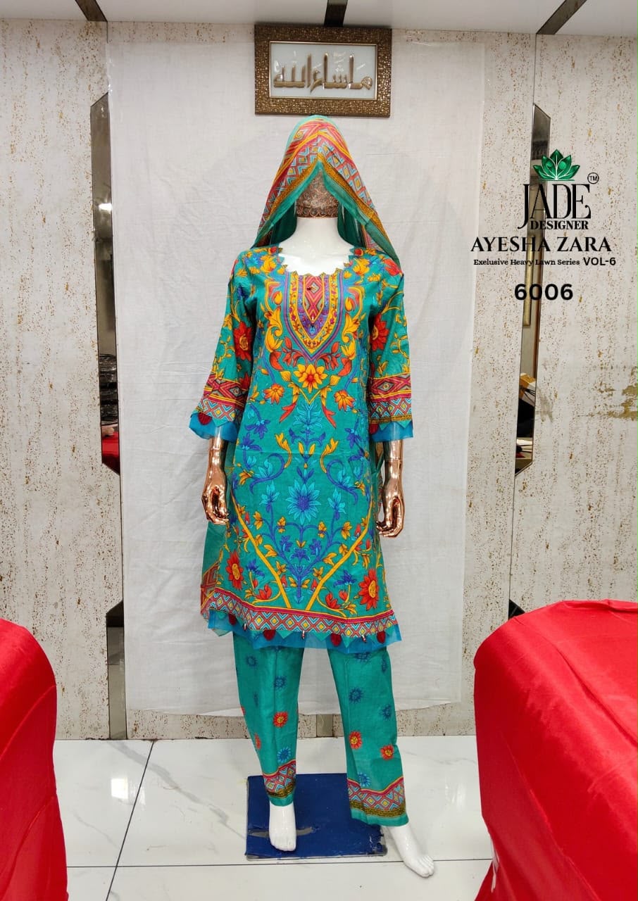 JADE AYESHA ZARA VOL 6 DESIGNER PAKISTANI SUITS ONLINE COLLECTION - Image 5
