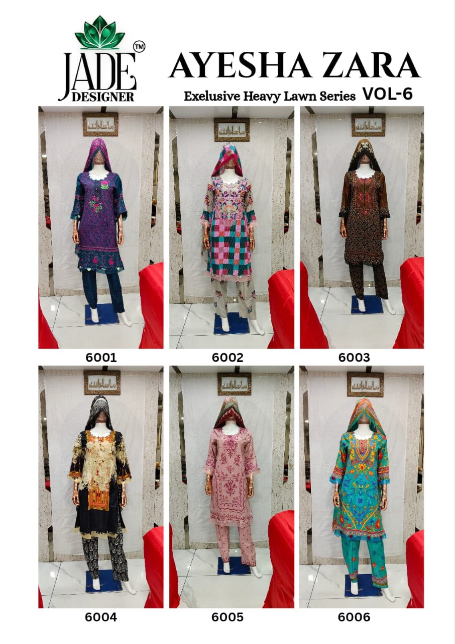 JADE AYESHA ZARA VOL 6 DESIGNER PAKISTANI SUITS ONLINE COLLECTION (#32231)
