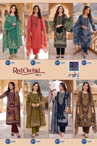 RAHI FAB RED ORCHID VOL-2 DESIGNER PAKISTANI SUITS ONLINE